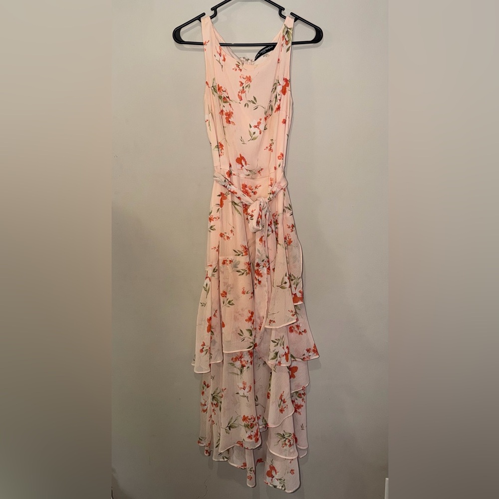 Karl Lagerfeld Floral High Low Dress in Pink and Red